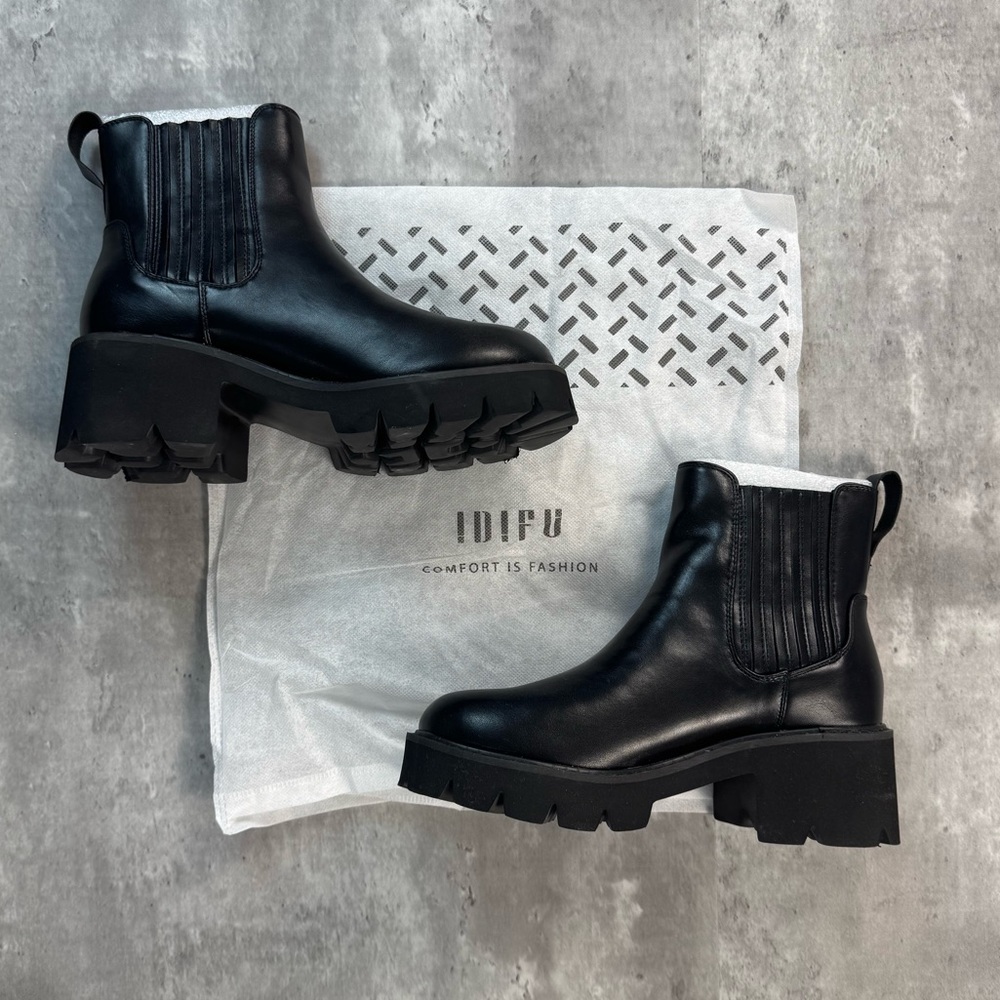 IDIFU Women's Black Ankle Booties